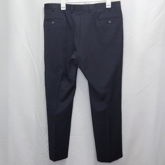 Lauren Ralph Lauren Wool Dress Pants Mens 36 Navy Blue Pleated Cuffed Work O13X - Picture 2 of 7